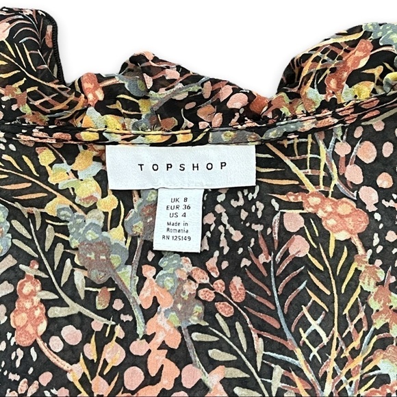 Top Shop Fall Floral Print Ruffle Accent Fit and Flare Dress sz 4 - Picture 5 of 14